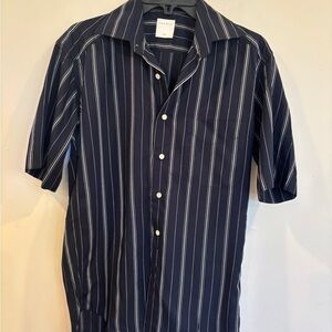 Sandro Men's Navy and White Striped Shirt like new